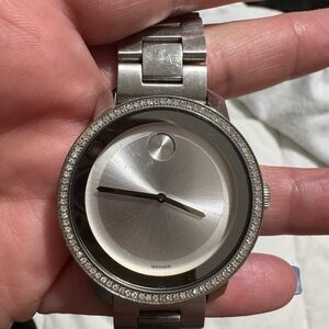 Movado Silver Smartwatch with Crystal Accents